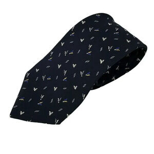 Vintage Chloe Pure Silk Logo Abstract Mens Necktie Black Handmade Spain 58”-3”